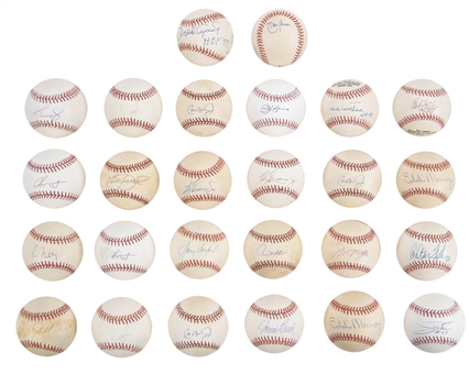 Lot of (26) Hall of Famers Single Signed Baseballs Including Sandy Koufax, Ken Griffey Jr, and Kirby Puckett from the Willie Randolph Collection (Randolph LOA & Beckett PreCert)